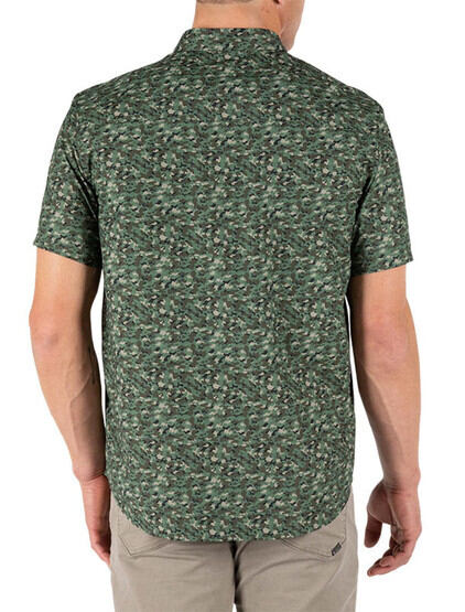 5.11 Tactical Micro Camo Short Sleeve Shirt in Thyme camo is made from a cotton and polyester blend
